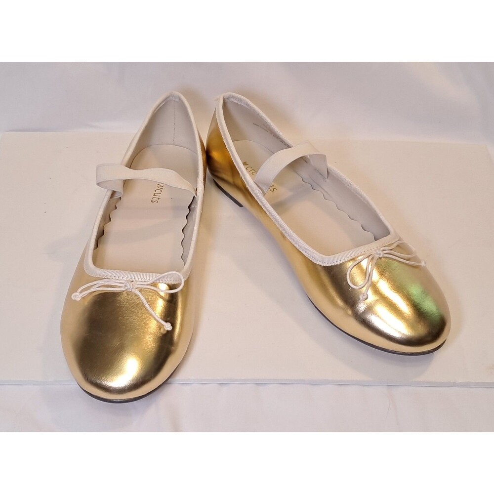 J.Crew CrewcutsGirls Strappy Ballet Flats Golden Honey Gold BT667 EUC Size 5